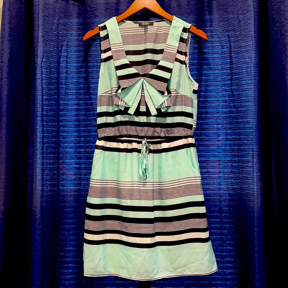 Large Bebop Summer Dress - Teal, Black and White with Pockets